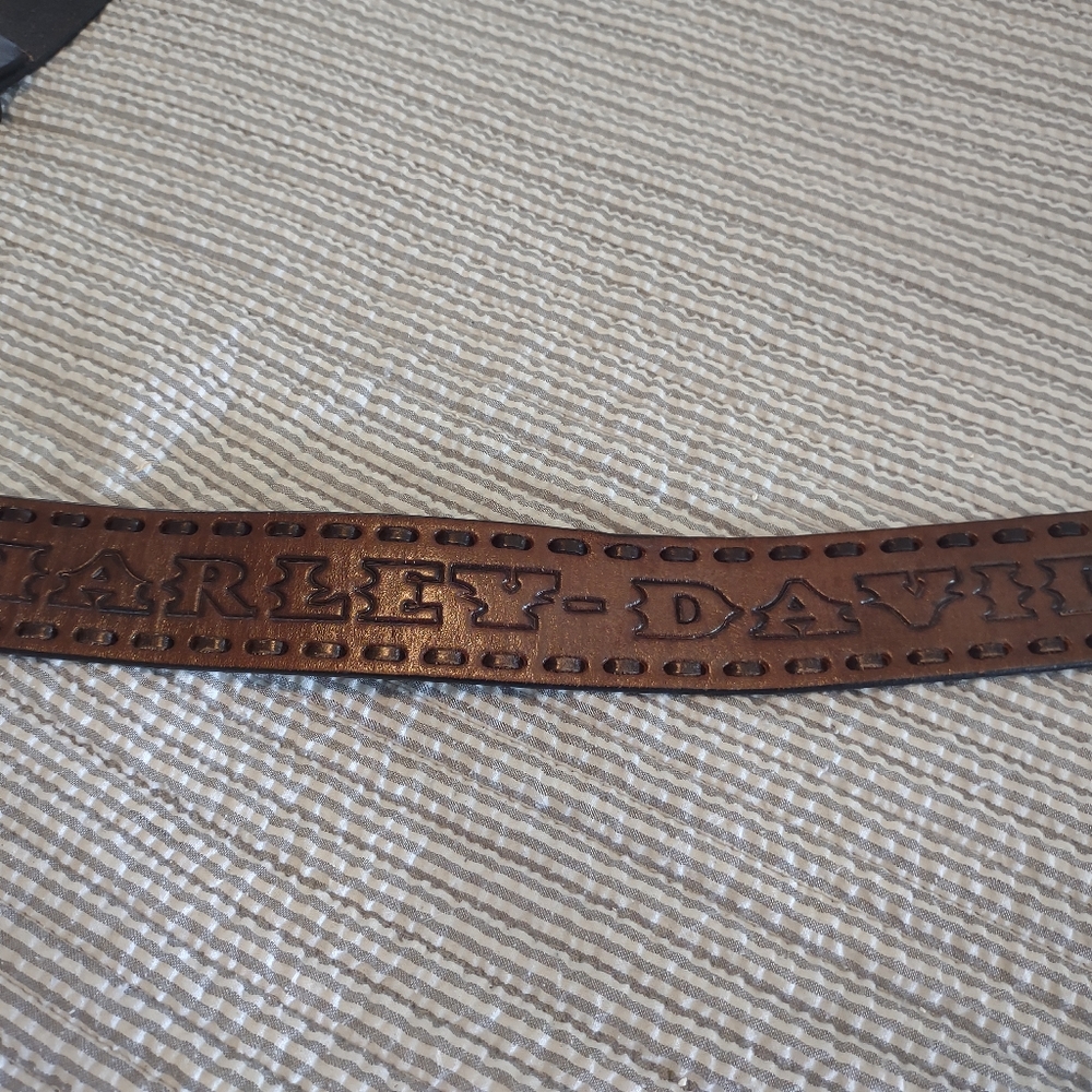 Harley-Davidson Laser-Etched Leather Belt, sz 38 (Ready for belt buckle)